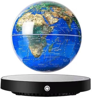 Magnetic Floating Globe 6 Inch,Gravity Floating Rotating Multi-Color Earth Globe with Clock Base Touch Switch for Home Office Desk Decoration