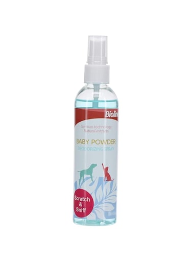 Bioline Baby Powder 118 ml,Deodorizing Pet Spray, Whiteblue