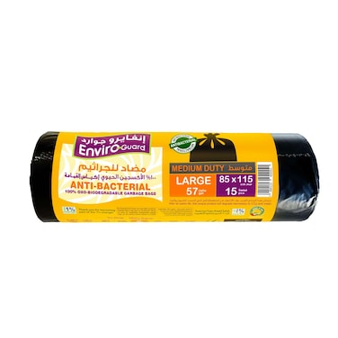 Enviro Guard 57 Gallon Anti Bacterial Garbage Bag Black 15 Garbage Bags
