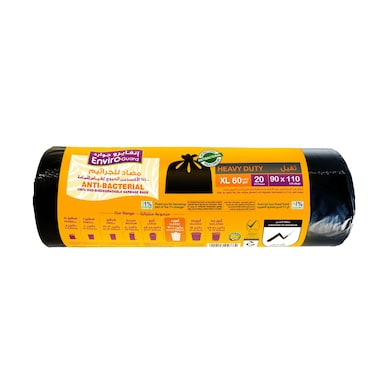 Enviro Guard 60 Gallon Biodegradable Garbage Bag XL Black 20 Garbage Bags
