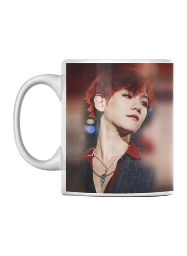 Ceramic Printed Mug White/Red/Black 350ml
