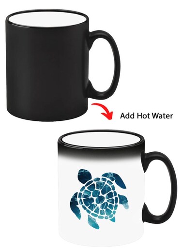Color Changing Heat Sensitive Ceramic Mug, Image Revealed When HOT Liquid is Added! Blue Turtle