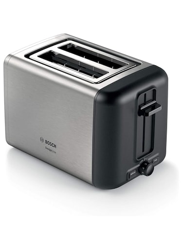 Bosch DesignLine Stainless Steel Toaster, Two Slice - Silver, TAT3P420GB