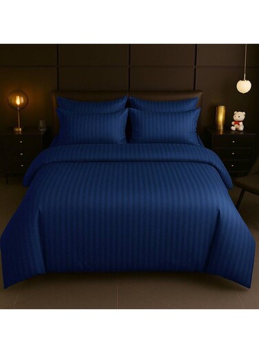 6-Piece Duvet Cover Set &acirc;&euro;&ldquo; Includes 1 Duvet Cover, 1 Fitted Sheet &amp; 4 Pillowcases &acirc;&euro;&ldquo; King/Queen/Single Sizes, Color Navy blue