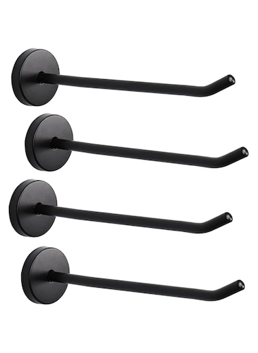 Rannb Robe Hook Coat Hook Heavy Duty Long Nose Wall Mount Hook Stainless Steel Black Matt Surface 145mm/5.7" Length - Pack of 4