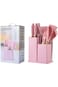 19pcs pink silicone spatula set with holder&mdash;BPA-free, heat-resistant, safe for nonstick cookware.