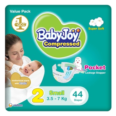 Baby Joy Compressed Diamond Diapers Small Size 2 3.5-7kg Value Pack 44 Diapers