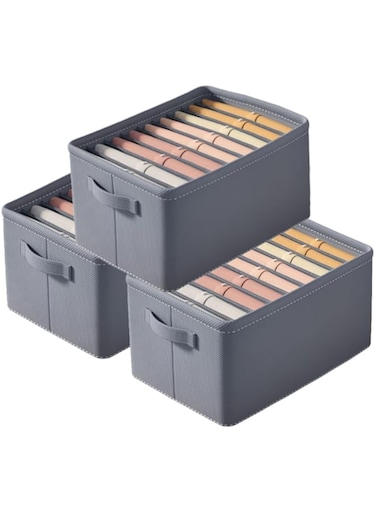 Strayelf 3 Pack Clothes Storage,Wardrobe Organizer,Foldable Jeans Drawer Closet Organizers, Fabric Organizers for Clothes, Jeans, Pants, Sweaters, Dress