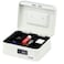 Rubik Medium Cash Box with Tray and Combination Lock Portable Durable Register Money Box Safe for Bills Jewelry Receipts Coins (20x16x9cm) White