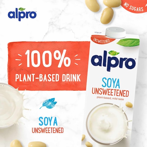 Alpro Soya Unsweetened Drink, 100% Plant-Based, Lactose &amp; Dairy Free  1L