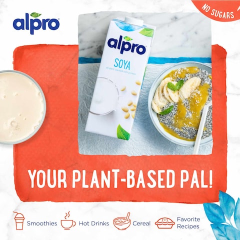 Alpro Soya Unsweetened Drink, 100% Plant-Based, Lactose &amp; Dairy Free  1L