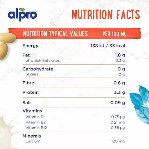 Alpro Soya Unsweetened Drink, 100% Plant-Based, Lactose &amp; Dairy Free  1L