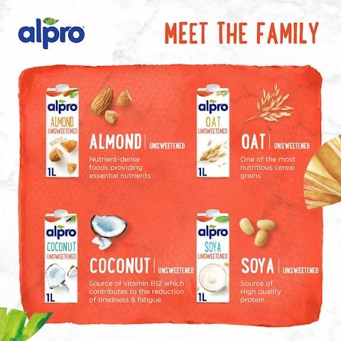 Alpro Soya Unsweetened Drink, 100% Plant-Based, Lactose &amp; Dairy Free  1L
