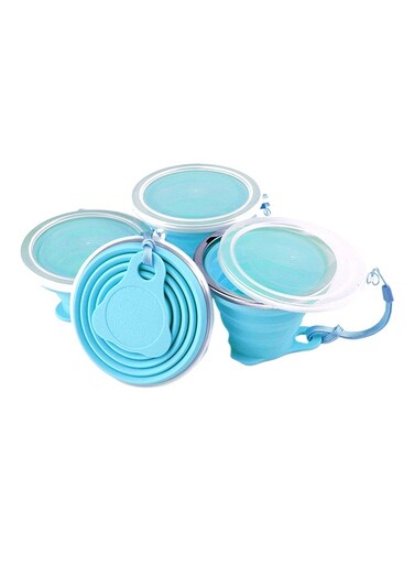 Silicone Collapsible Cup Travel Mug With Lid Sky Blue
