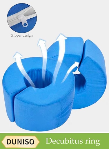 2-Pack, Leg Positioning Pillow, Heel Pillow, Leg Lift Wedge Pillow, Ankle Support, Foot Protector, Ankle Fracture Support, Heel Protection Bedsore Ring, Hand Ring, Foot Ring Pad, Foot Sponge Turning Pad, Heel Lift Nursing Anti-Bedsore, Blue