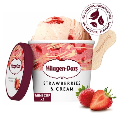 Haagen-Dazs Strawberry Flavoured Ice Cream Mini Cup, 100ml