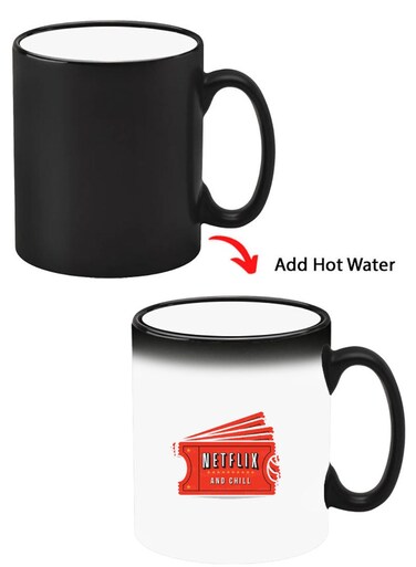 Color Changing Heat Sensitive Ceramic Mug, Image Revealed When HOT Liquid is Added! Netflix ticket