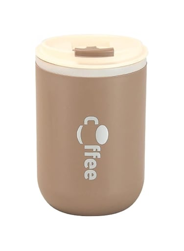 17 oz Stainless Steel Travel Mug with Silicone Straw, Double Wall Insulated Tumbler for Hot and Cold Drinks, Reusable Coffee Cup for Travel and Outdoor Use (Beige)