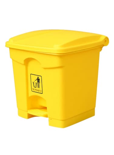 Durable Trash Bin With Pedal Yellow 30Liters