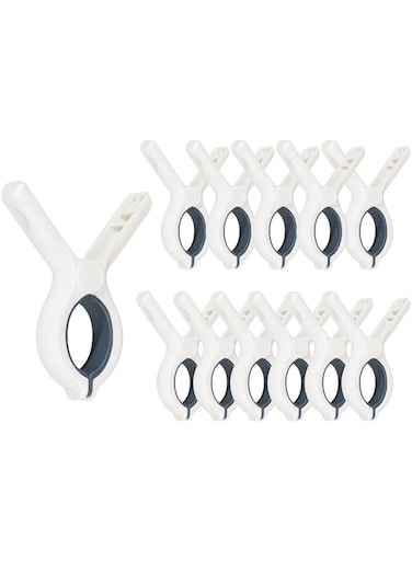 12 Pack Beach Towel Clips,Heavy-Duty Plastic Clothes Pins,Quilt Drying Clips,Windproof Clothes Clips,Keep Your Towel,Clothes,Blankets to Dry on Clothesline and Hanging Rack