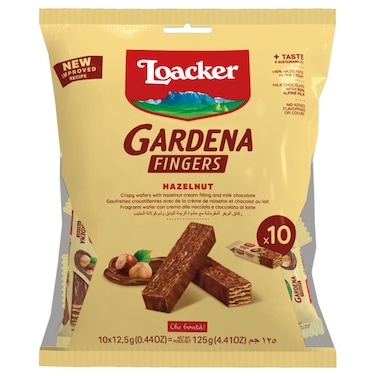 Loacker Gardena Hazelnut White Chocolate Fingers Wafers, 125g