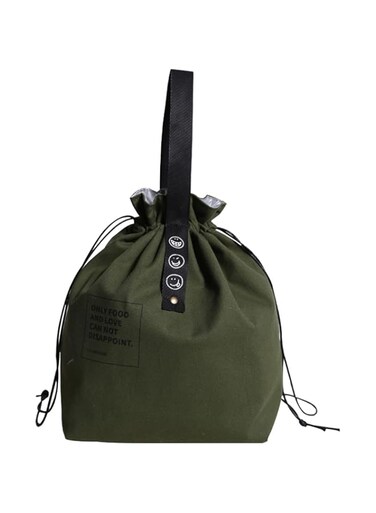 MMMA Reusable Lunch Bag Insulated Handbag Tote bag with Handle and Drawstring Closure for Women/Men Work Picnic or Travel (Green)