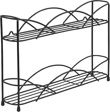 Spectrum Diversified Countertop Rack Cabinet Pantry Organization &amp; Storage, 2-Tier Spice Organizer With Optional Wall Mount, Black