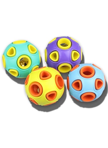 SCHITEC Dog Balls with Bell Sound, [4 Pack] Rubber Bouncy Fetch Ball for Puppies Small Dogs, 2&rdquo; Interactive Pet Chew Toys