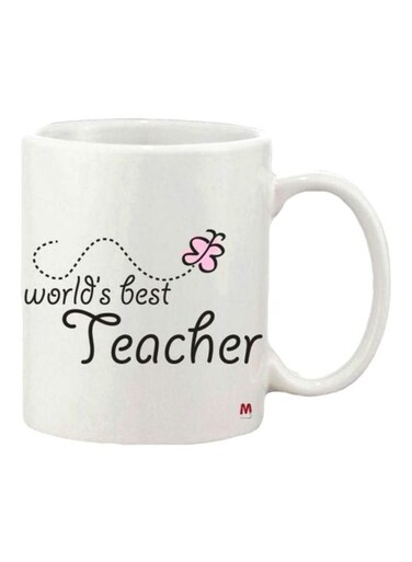 World's Best Teacher Printed Mug White/Black/Pink
