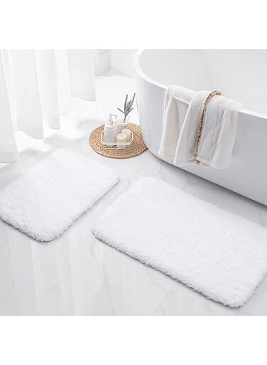 Joyzzz Bath Mat, 2 Pcs 60x40cm, 80&times;50cm Soft Absorbent Microfiber Bathroom Rugs, Non-Slip Shaggy Machine Washable Dry Quickly Plush Floor Mats, Bath Carpet Suitable for Bathroom Floor, Tub, Shower