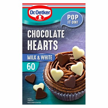 Dr.Oetker Milk and White Chocolate Hearts, 40g