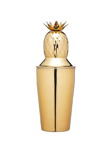 Bar Craft BCCSPAPL Pineapple Cocktail Shaker with Recipe, Stainless Steel, 325 ml, Brass-Effect