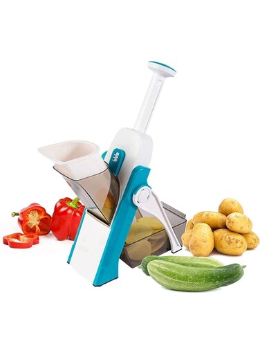 ECVV Mandoline Vegetable Slicer Adjustable Thickness Potato Onion Chopper Safe Upright Dicer Fruit (BLUE)