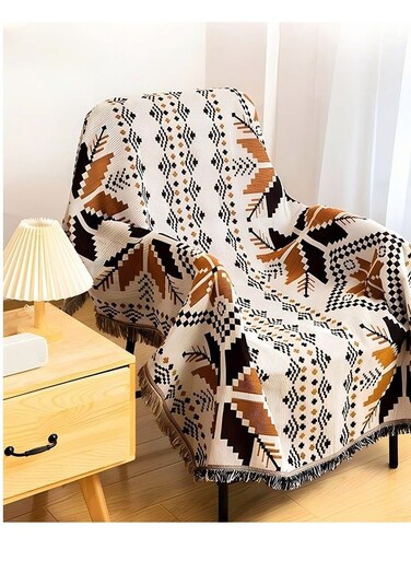 Sofa Throw Blanket,Bohemian Geometric Tassel Woven Sofa Blanket For Bedroom Recliner,Moisture Proof Picnic Mat For Outdoor,130x180cm