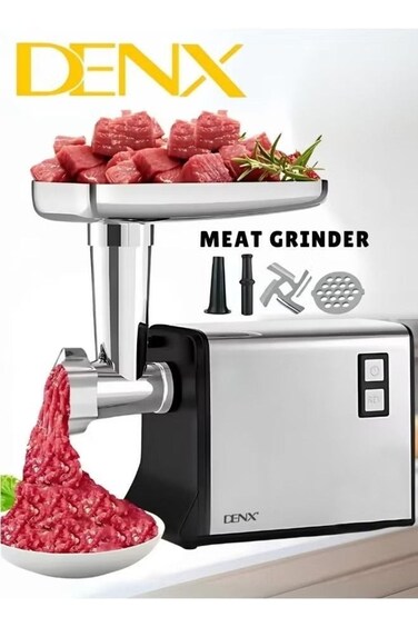 Meat Grinder, Electric Meat Grinder with Stainless Steel Blade, 1200W, Silver