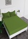 Fitted Elastic Bedsheet Set With Pillow Covers, King/Queen/Double/Single Sizes, Color Olive