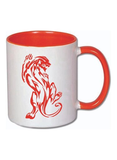 Tiger Orange Printed Ceramic Mug Red And White