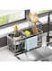 ZFanyun Multifunctional Kitchen Sink Sponge Rack with Rag Holder, Rust Resistant Sink Organizer Table, Perfect Cleaning Tool Dispenser Kitchen Organizer, Ideal for Space Saving (Gray)