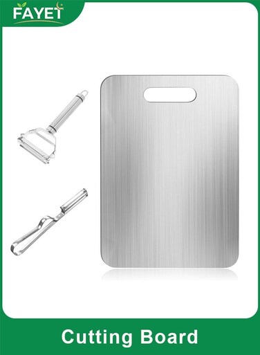 Stainless Steel Cutting Board 304, Double Sided Dishwasher Safe Chopping Board for Meat, Vegetables, Fruits, and Kitchen Prep, Heavy-Duty, Knife-Friendly, Multi-Purpose