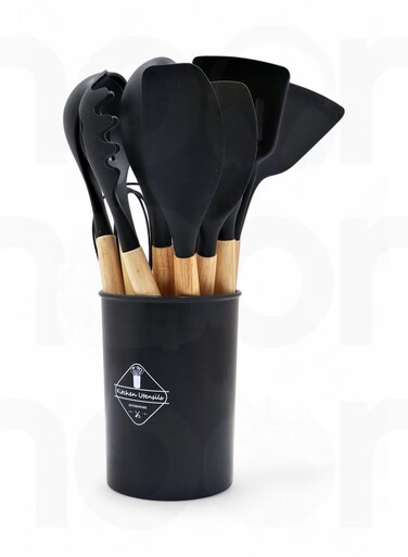12-Piece Non-Stick Silicone Cooking Utensils Set Multicolour 12.5x12.5x33cm