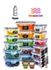 24-Piece Food Storage Container Set Plastic Leak-Proof BPA-Free Containers for Kitchen Organization Meal Prepare Lunch Containers Includes Labels