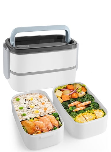 2-layer Large Leak-proof Lunch Box With Compartments for Easy Portability