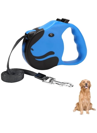 JZS Retractable Dog Leash One Button Break &amp; Lock Tangle-Free Strong Nylon Tape One-Handed Brake Dog Walking Leash for Medium Large Dogs(5 Meters)