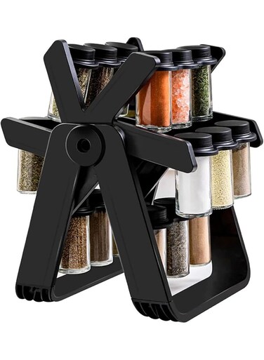 360&Acirc;&deg; Rotating Spice Rack Set &acirc;&euro;&ldquo; Ferris Wheel Style Seasoning Organizer with 18 Empty Spice Jars, Kitchen Countertop Spice Storage, Revolving Spice Organizer, Herbs &amp; Seasonings Holder