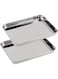 SWAWIS Pack of 2 small baking trays, rectangular oven tray, cake tray, grill tray, stainless steel for baking, roasting, cooking, dishwasher safe (23 x 17 x 2.5 cm)