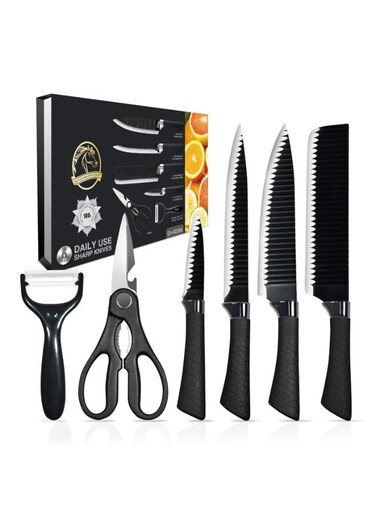 HOOR IMPEX Kitchen Knife Set 6-Piece Stainless Steel Kitchen Knife Set, Non Slip Handles, Sharp Chef Knives for Home and Restaurant Use