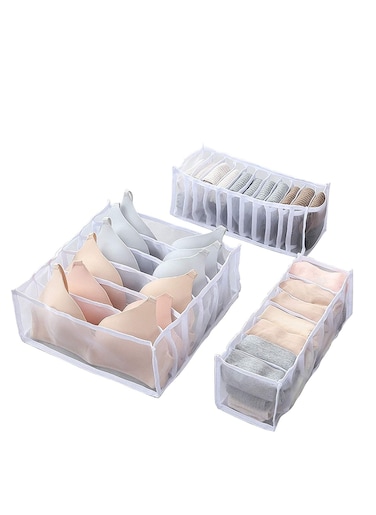Foldable Storage Boxes Closet Organizer Foldable Container Case Drawer Divider for Necktie Sock Organizer Home Closet Organizer Boxes Storage(3PCS White)&hellip;