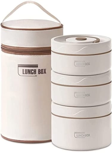 Microwaveable 3 Tier Thermal Lunch Box Portable Insulated Lunch Containers With Bag, Leakproof Stackable Stainless Steel Food Container For Adults Kids