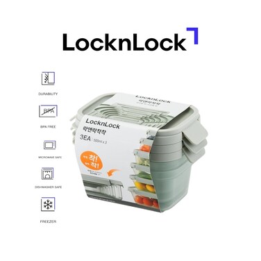 LocknLock Nestopia Airtight Containers 500ml (Set of 3) &ndash; Leak-Proof, Microwave &amp; Freezer Safe
