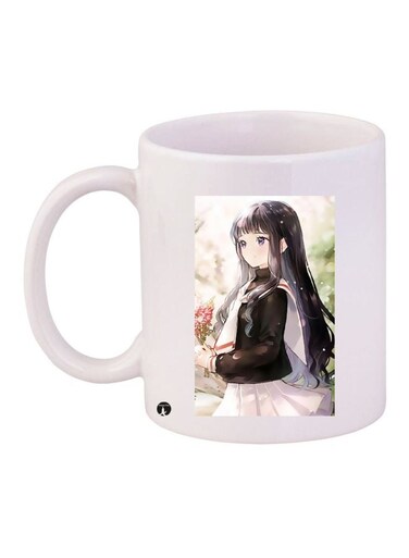 Anime Printed Ceramic Coffee Mug White/Brown/Green